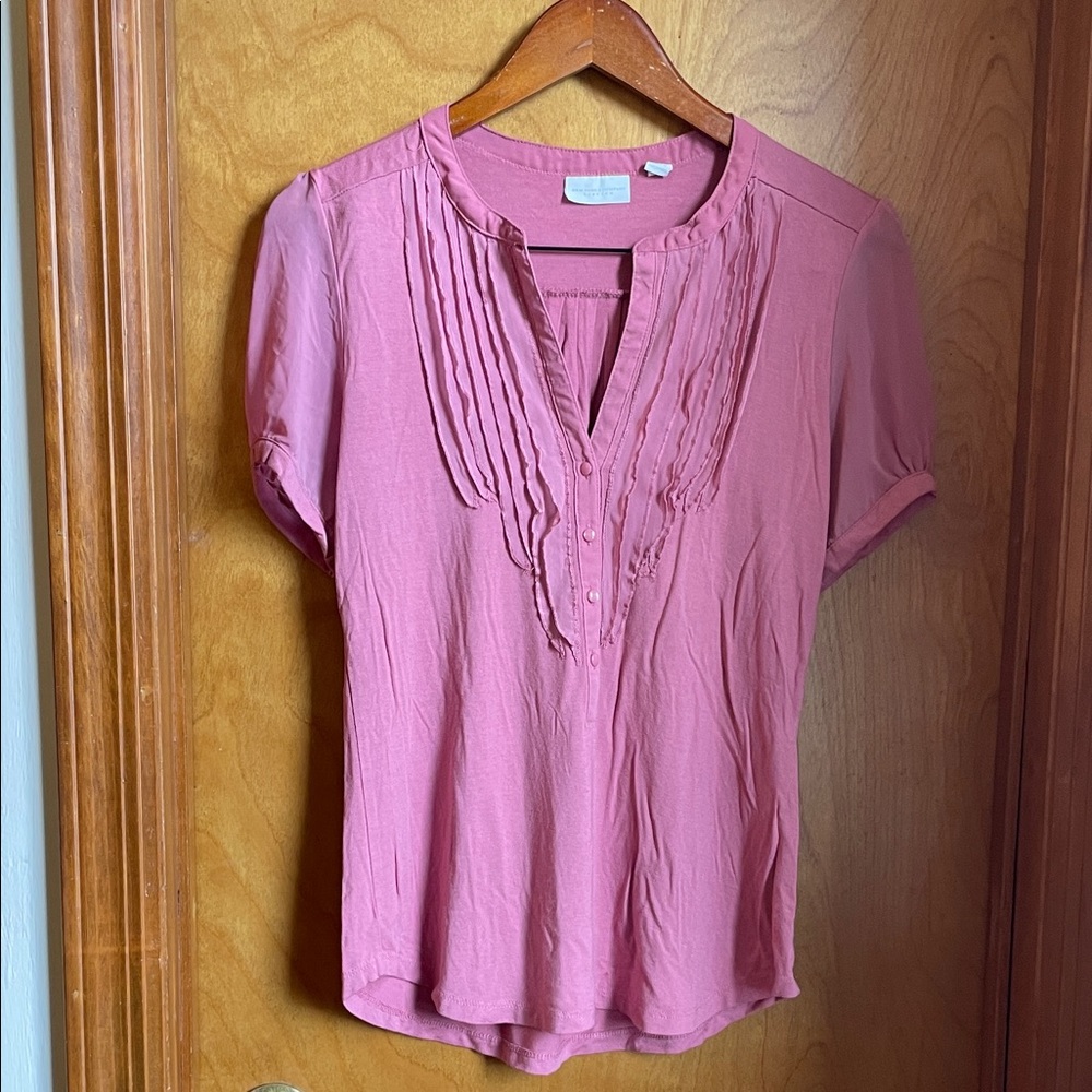 New York & Company Rose Blouse with Button Detail